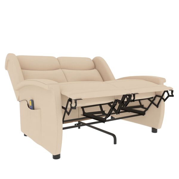 vidaXL Poltrona de massagens reclin&aacute;vel 2 assentos tecido creme