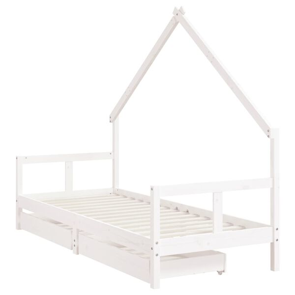 vidaXL Estrutura cama infantil c/ gavetas 80x200cm pinho maci&ccedil;o branco