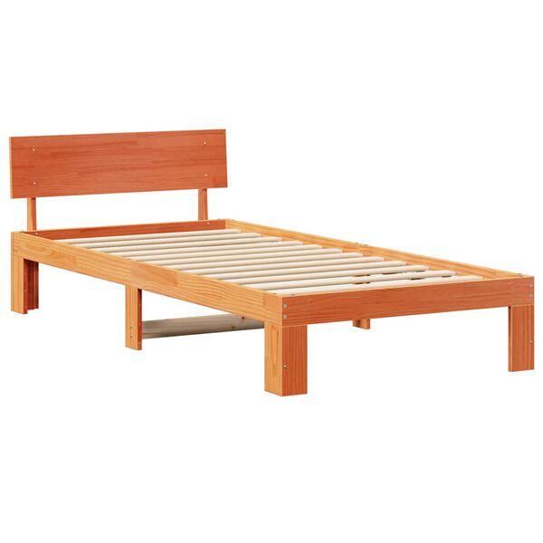 vidaXL Estrutura da Cama com cabeceira Marrom Cera 100 x 200 cm