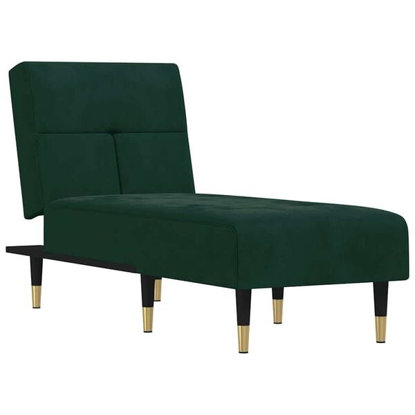 vidaXL Chaise longue veludo verde-escuro