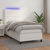 vidaXL Cama box spring c/ colch&atilde;o/LED 90x190cm couro artificial branco