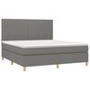 vidaXL Cama box spring c/ colch&atilde;o e LED 180x200 cm tecido cinza-escuro