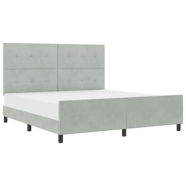 vidaXL Cama Box com cabeceira Cinzento-claro 180 x 200 cm Veludo