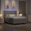 vidaXL Cama Box com fitas LED Cinzento-acastanhado 160 x 200 cm tecido