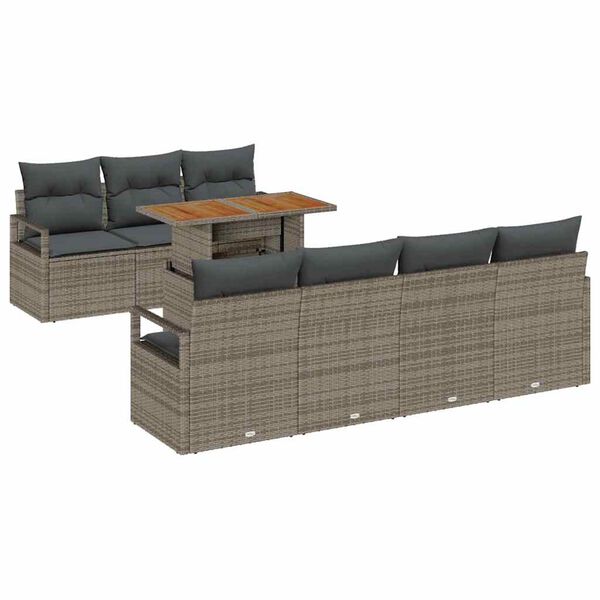 vidaXL Conjunto de Sof&aacute; de Jardim 8 pcs Cinzeto Rattan Sint&eacute;tico