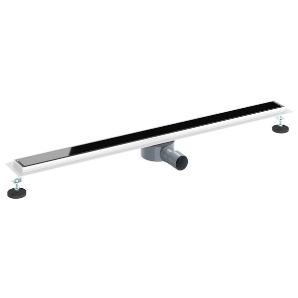 vidaXL Ralo de Chuveiro com Tampa de Vidro e Sif&atilde;o 360&deg; Preto 100 cm