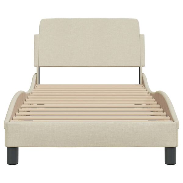 vidaXL Estrutura de cama com cabeceira Dover tecido 90x200 cm creme