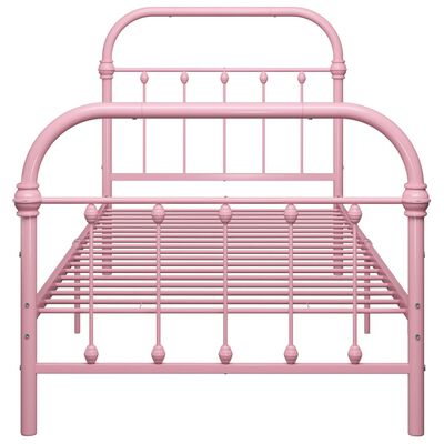 vidaXL Estrutura de cama 100x200 cm metal rosa