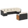 vidaXL 9 pcs conjunto de sof&aacute;s p/ jardim c/ almofad&otilde;es vime PE preto