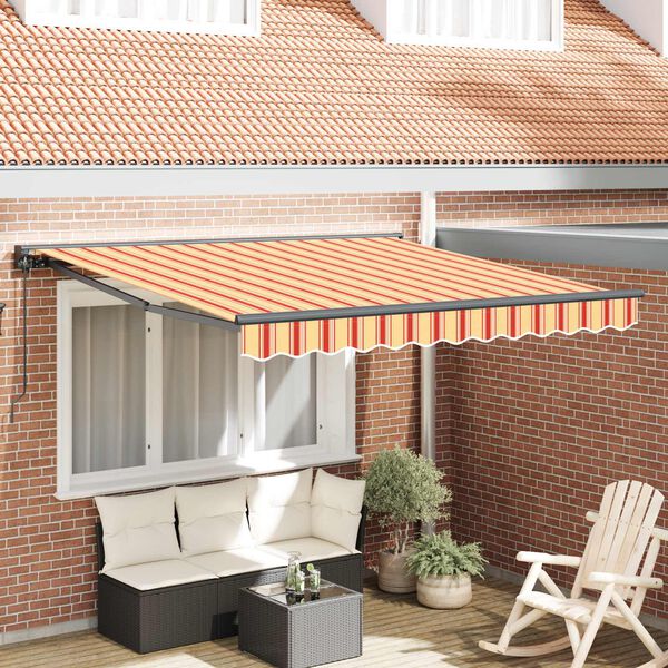 vidaXL Toldo Retr&aacute;til Manual Multicolor 350 x 250 cm Alum&iacute;nio e Tecido