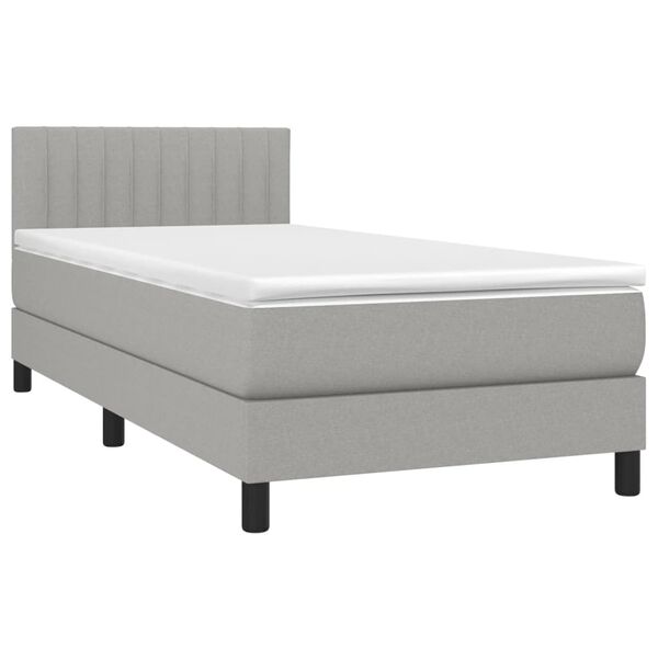vidaXL Cama box spring c/ colch&atilde;o e LED 100x200 cm tecido cinza-claro