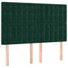 vidaXL Cabeceira de cama c/ LED veludo 144x5x118/128 cm verde-escuro