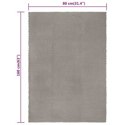 vidaXL Tapete retangular 80x160 cm algodão cinza