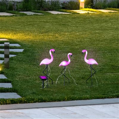 HI Iluminação LED solar de jardim estaca flamingo 3 pcs