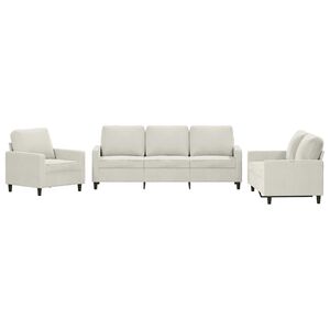 vidaXL 3 pcs conjunto de sof&aacute;s com almofad&otilde;es veludo cor creme