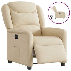 vidaXL Poltrona reclin&aacute;vel el&eacute;trica tecido cor creme