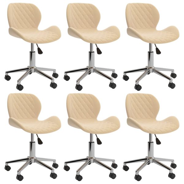 vidaXL Cadeiras de jantar girat&oacute;rias 6 pcs veludo cor creme