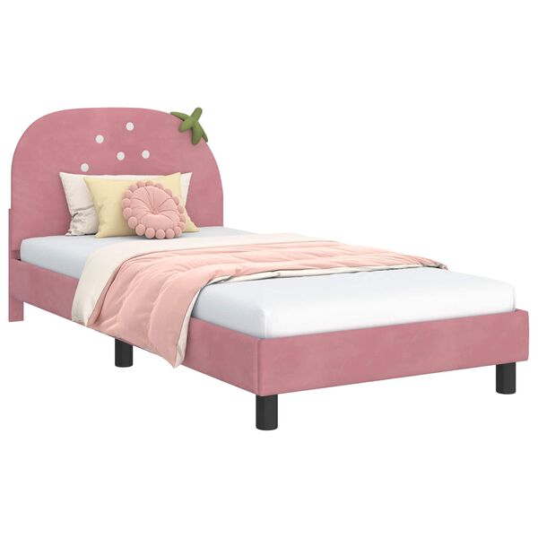 vidaXL Estrutura de Cama Infantil com Cabeceira Rosa 80 x 200 cm