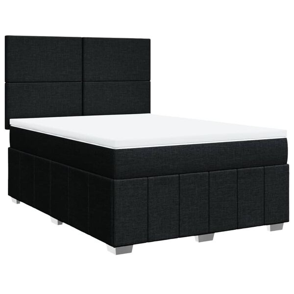 vidaXL Cama com molas/colch&atilde;o 140x190 cm tecido preto