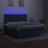 vidaXL Cama box spring c/ colch&atilde;o e LED 180x200 cm tecido azul