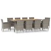 vidaXL 11 pcs conjunto jantar p/ jardim c/ almofad&otilde;es vime PE cinzento
