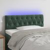 vidaXL Cabeceira de cama c/luzes LED veludo 100x7x78/88cm verde-escuro