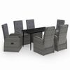 vidaXL 7 pcs conjunto de jantar para jardim com almofad&otilde;es cinzento