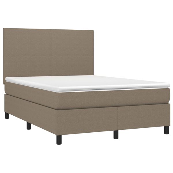 vidaXL Cama box spring colch&atilde;o/LED 140x200 cm tecido cinza-acastanhado