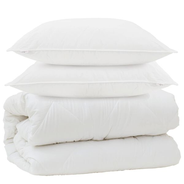 vidaXL Duvet com Travesseiros com travesseiro 3 pcs Branco Microfibra