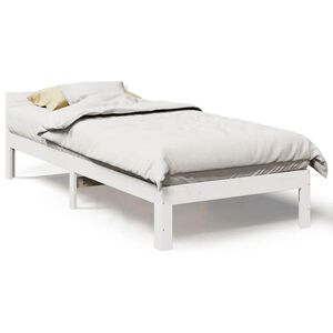 vidaXL Estrutura de cama sem colch&atilde;o 80x200 cm pinho maci&ccedil;o branco