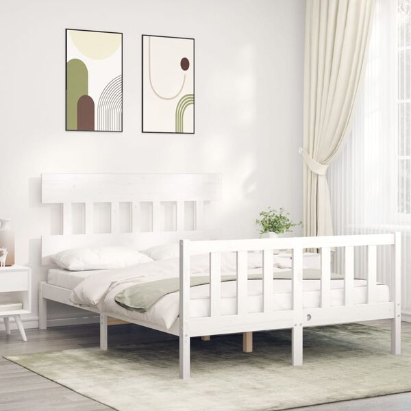vidaXL Cama sem colchão 120x200 cm madeira de pinho maciça branco
