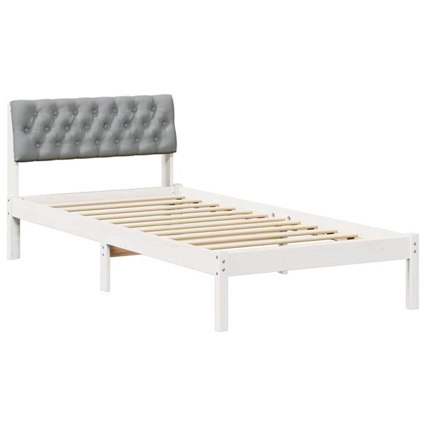 vidaXL Estrutura da cama Branco e cinza claro 90 x 190 cm