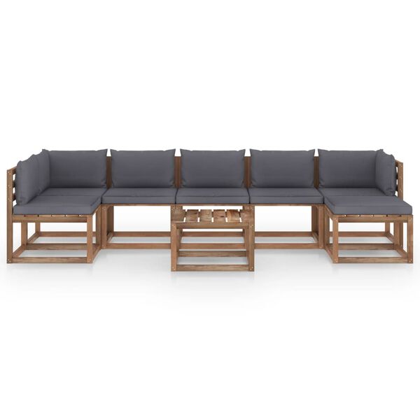 vidaXL 8 pcs conjunto lounge de jardim com almofad&otilde;es antracite