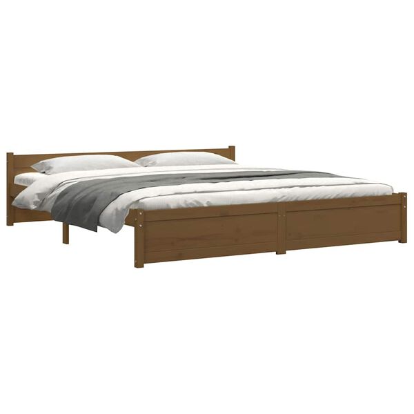 vidaXL Estrutura de cama 200x200 cm madeira maci&ccedil;a castanho mel