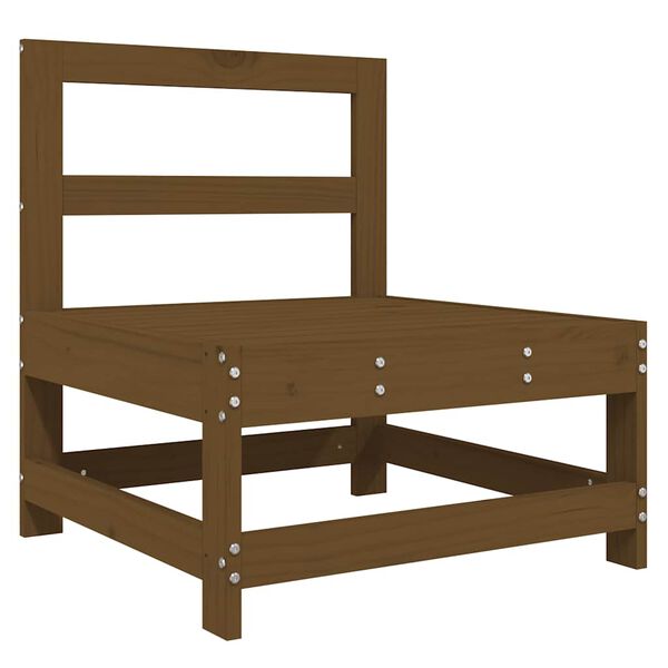 vidaXL Sof&aacute; de centro com almofad&otilde;es madeira pinho maci&ccedil;a castanho-mel