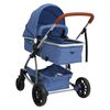 vidaXL Carrinho de beb&eacute; 2-em-1 alum&iacute;nio azul-marinho