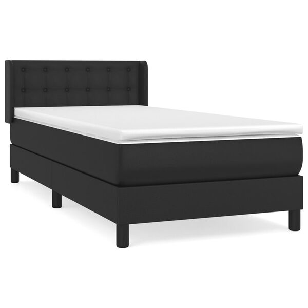 vidaXL Cama com molas/colchão 90x190 cm couro artificial preto