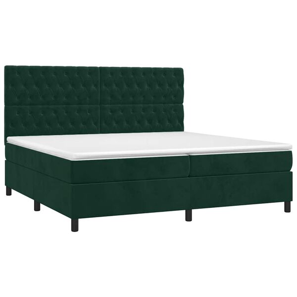 vidaXL Cama com molas/colch&atilde;o 200x200 cm veludo verde-escuro