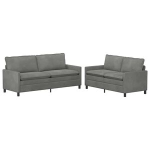 vidaXL Conjunto de Sof&aacute;s 2 pcs Cinzento-Escuro Veludo