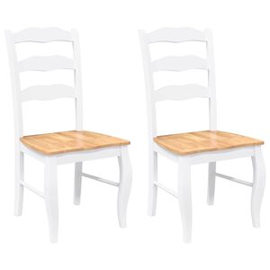 vidaXL Cadeiras de jantar 2 pcs madeira de seringueira maci&ccedil;a branco