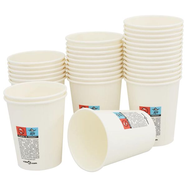 vidaXL Copos de café de papel 1000 pcs 8oz 200ml branco