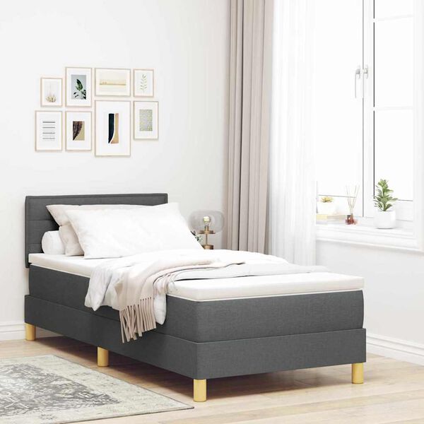 vidaXL Cama Box com colch&atilde;o Cinza Escuro 80 x 200 cm tecido