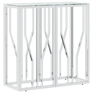vidaXL Mesa consola 70x30x70 cm a&ccedil;o inoxid&aacute;vel e vidro