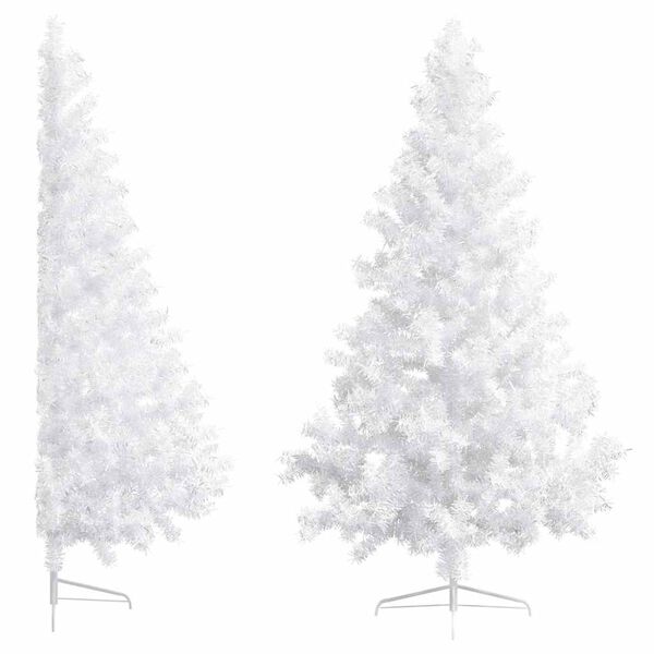 vidaXL Meia árvore Natal artificial pré-iluminada c/ bolas branco