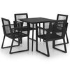 vidaXL 5 pcs conjunto de jantar para jardim vime de PVC preto