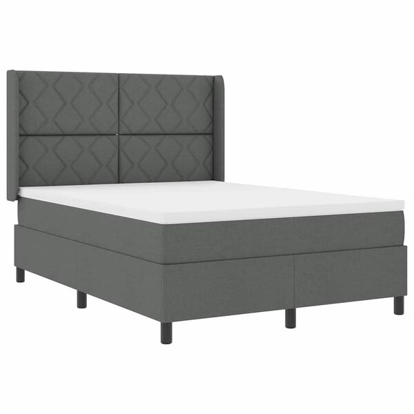 vidaXL Cama Box com colch&atilde;o Cinza Escuro 200 x 160 cm tecido