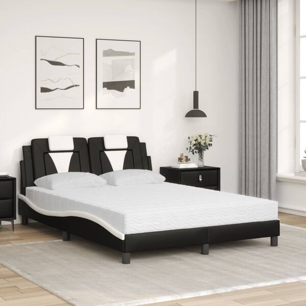 vidaXL Cama Viana com colch&atilde;o 140x200 cm couro artificial preto e branco