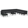 vidaXL 12 pcs conjunto lounge de jardim c/ almofadões vime PE preto