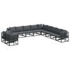vidaXL Conjunto de Sof&aacute; de Jardim com almofada 11 pcs Preto Alum&iacute;nio