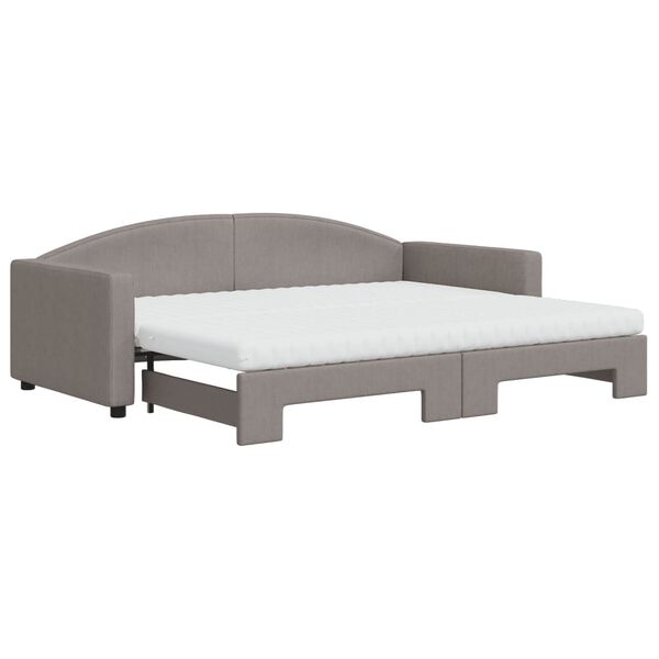 vidaXL Sof&aacute;-cama c/ gavet&atilde;o/colch&otilde;es 90x200cm tecido cinza-acastanhado